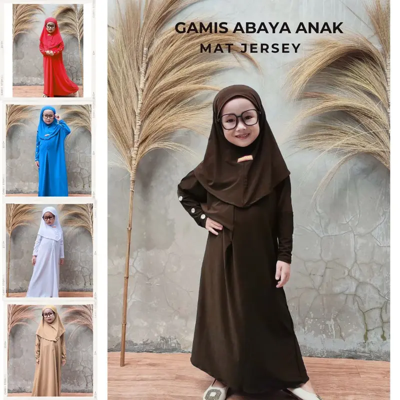 Best Seller Gamis Abaya Jersey Lengan Kancing Anak Perempuan Usia 1-12 Tahun Bahan Jersey Lembut Premium / Gamis Lebaran Polos Free Hijab Mat Jersey premium 3