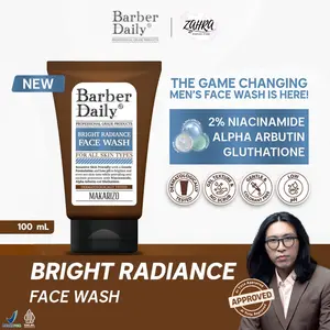 Barber Daily Bright Radiance Face Wash 100mL Facial Kering Kotoran Membersihkan Mencerahkan Pencerah