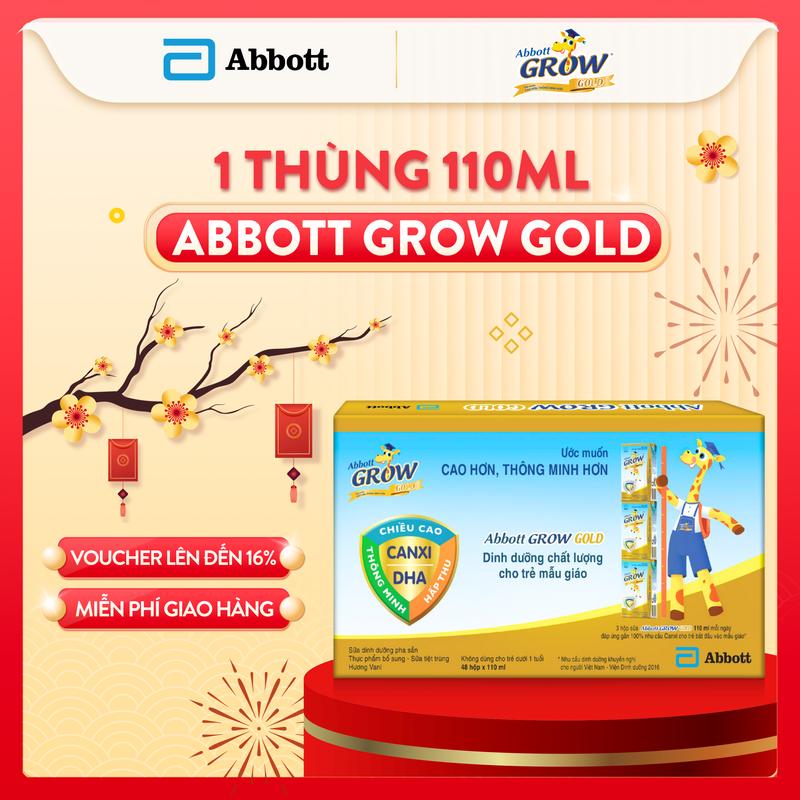  Thùng 48 hộp sữa pha sẵn Abbott Grow Gold chính hãng hương vani 110ml 