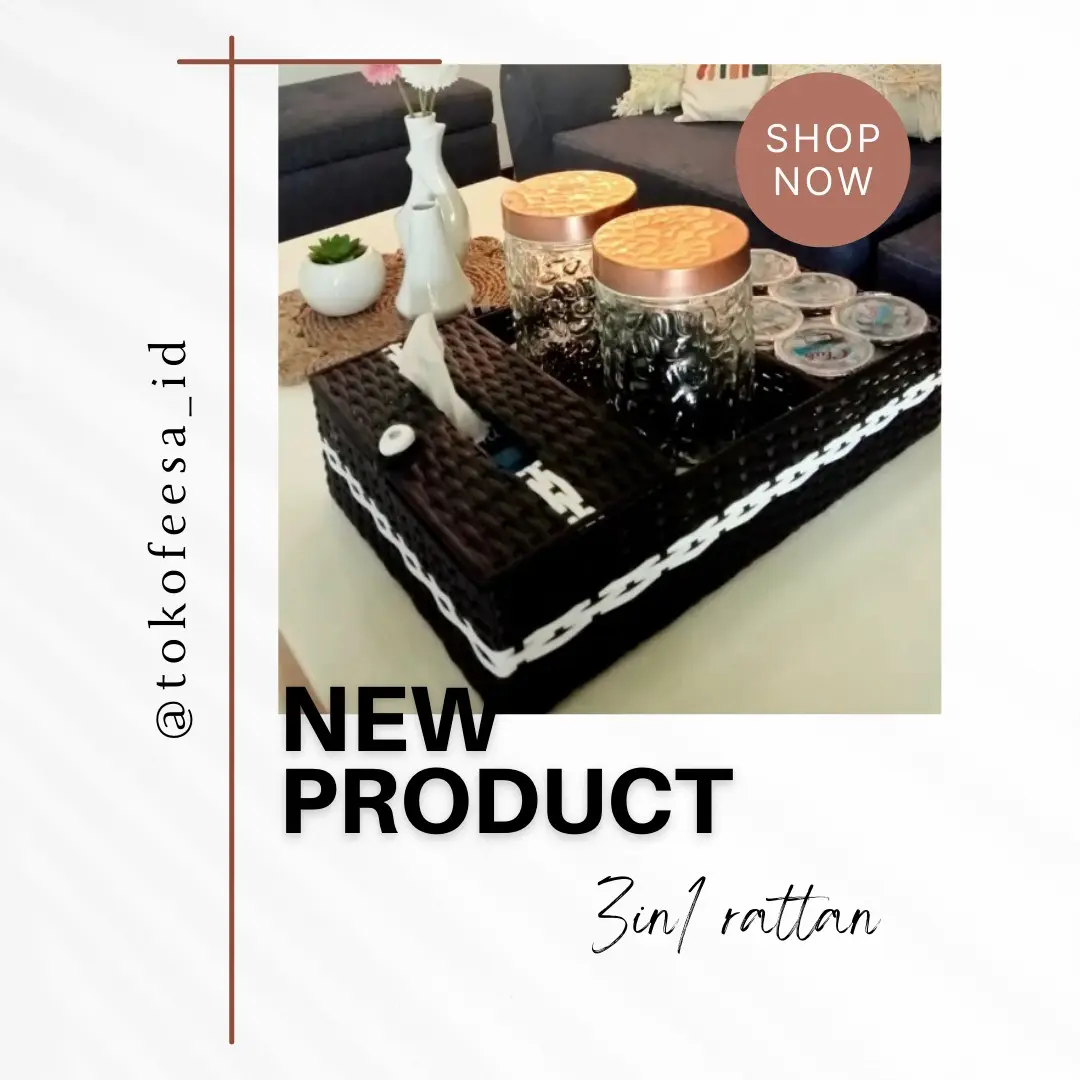 3in1 kotak tissue, tempat minum , tempat toples ruang tamu handmade rotan sintetis