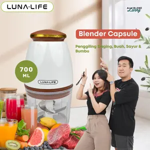 [Cece Ketar Ketir] LUNALIFE MFP7 Warna Coklat Mini Food Chopper 700ml Giling Halus dan Kasar 4 Mata Pisau Tajam