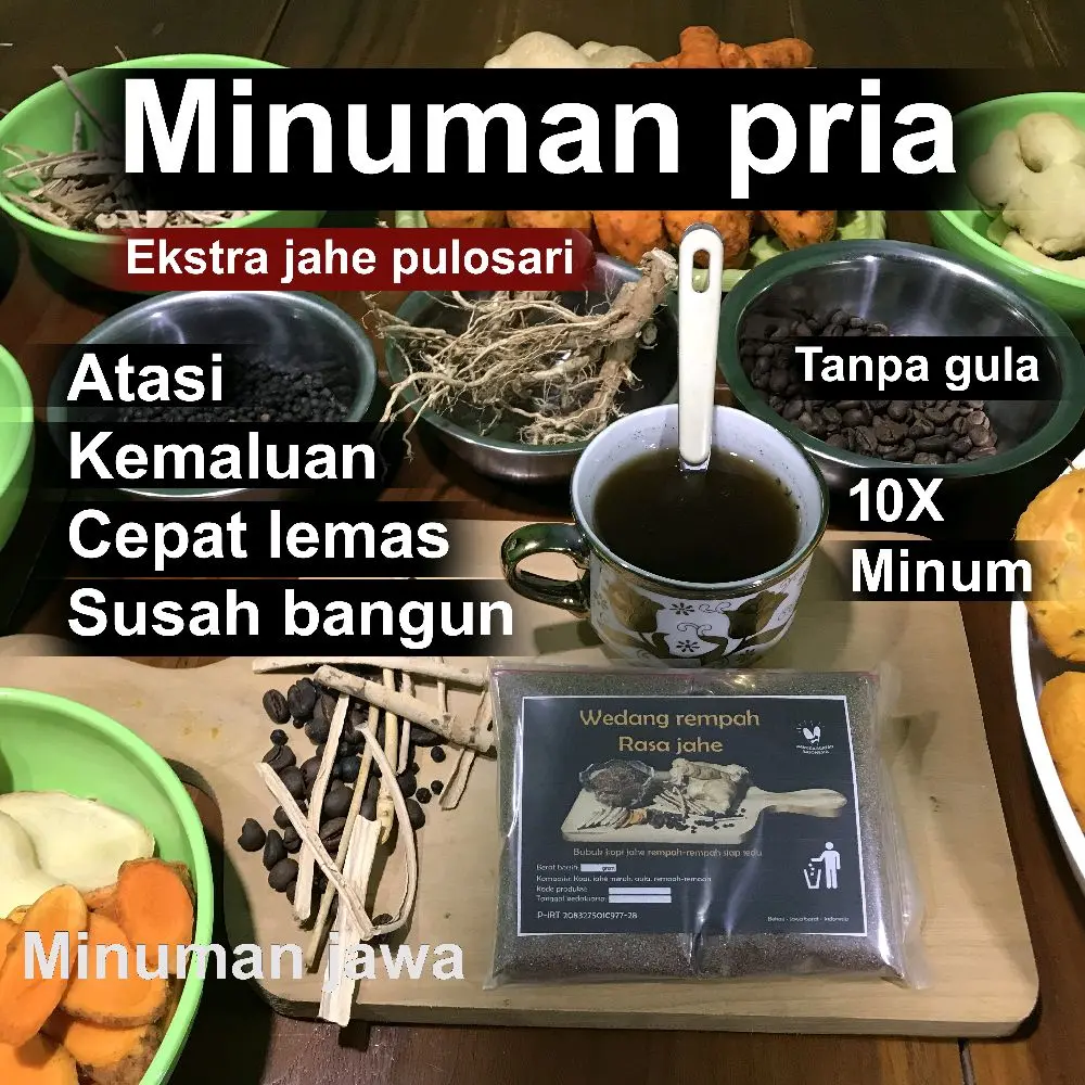 Minuman Bubuk Ekstra Jahe Merah Pulosari Siap Sedu Tanpa Gula