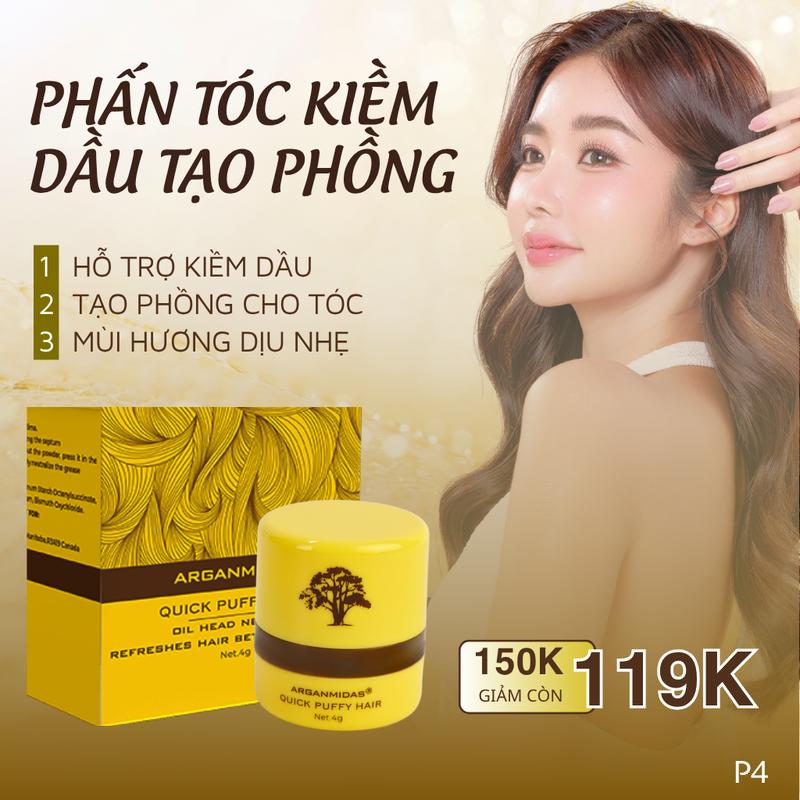 (TAP) Phấn Tóc Kiềm Dầu Tạo Phồng Arganmidas, Hỗ trợ Kiểm Soát Dầu Thừa Và Giảm Mùi Mồ Hôi, Cho Mái Tóc Bồng Bềnh Lâu Bết P4