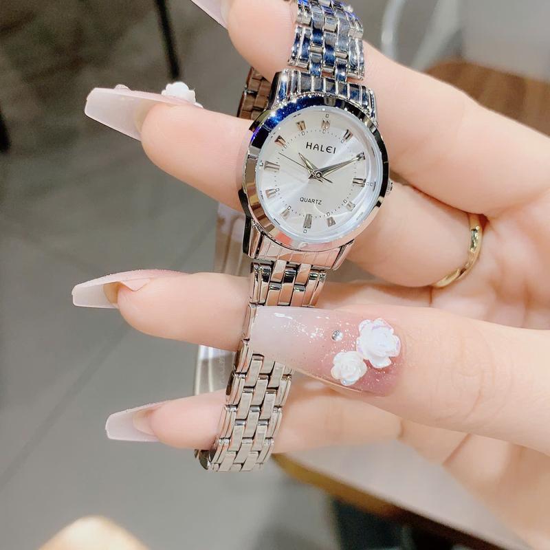 Halei Đồng Hồ Nữ Halei Dây Kim Loại Sang Trọng Nhỏ Gọn Chống Nước Thép Không Gỉ Màu Đen Trắng Xanh Vàng Mặt Trắng Vàng Thoải Mái Cả Ngày Dài Dễ Thay Pin