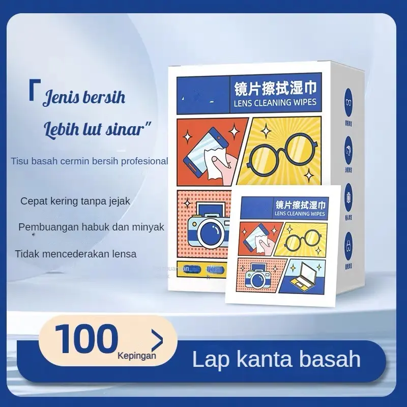 Tisu pembersih cermin mata Kertas pembersih kanta Kain cermin mata pakai buang Kanta kanta kamera Pembasmian kuman dan pensterilan skrin telefon bimbit Camera Electronic Plastic
