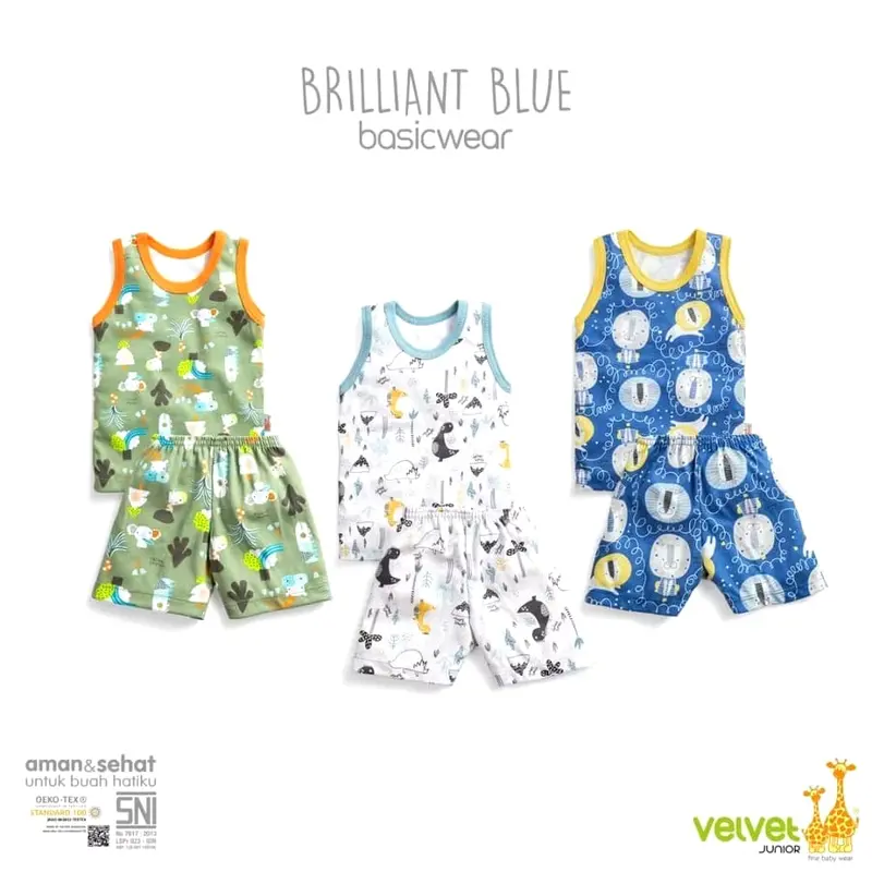 Velvet Junior Setelan Singlet Celana Pendek 3 Stel 2