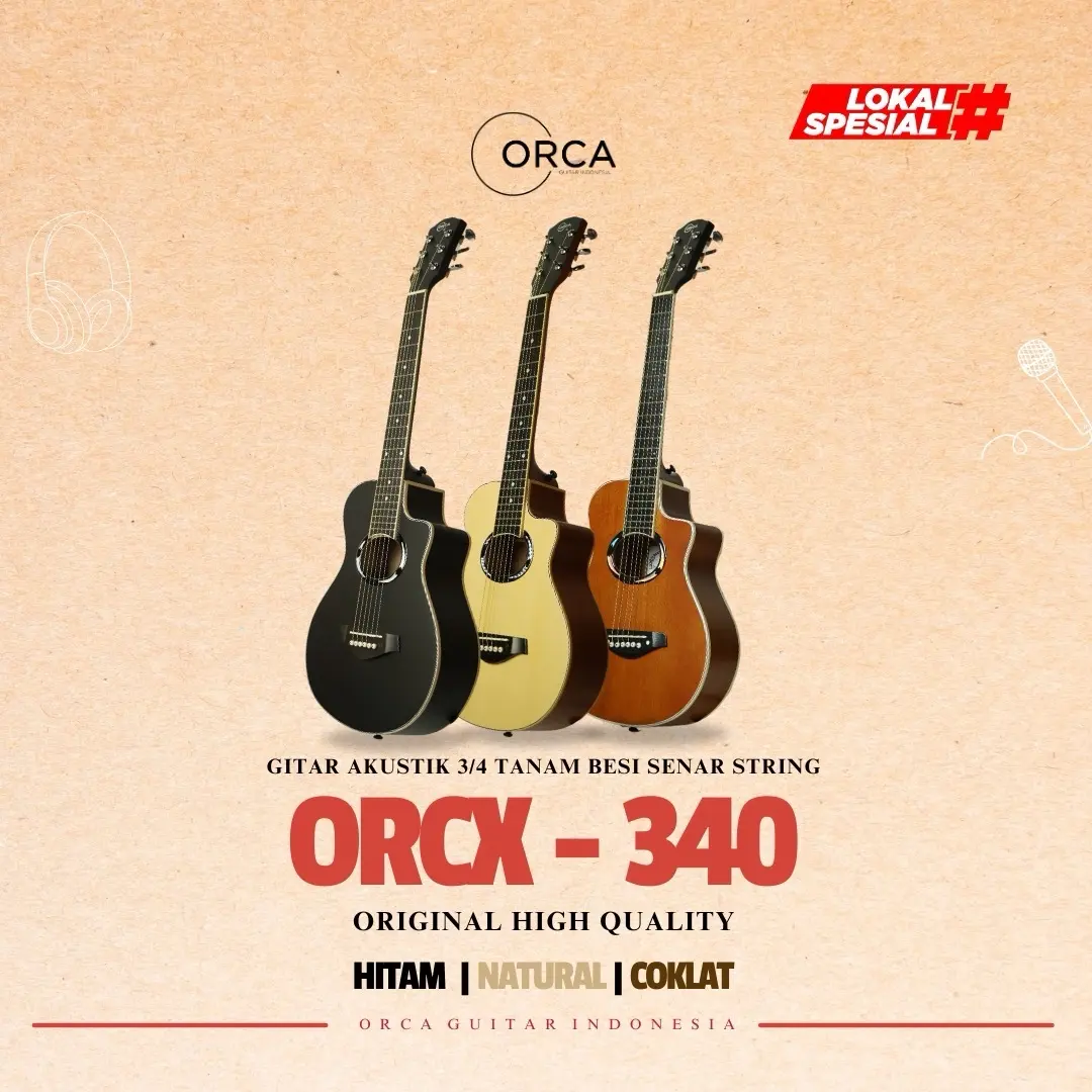 ORCA Gitar Akustik 3/4 Tanam Besi ORCX - 340 Senar String Guitar