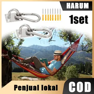 1 Set Isi 2 Hook Gantungan Hammock Dinding Stainless Steel dengan Sekrup untuk Dinding dan Plafon