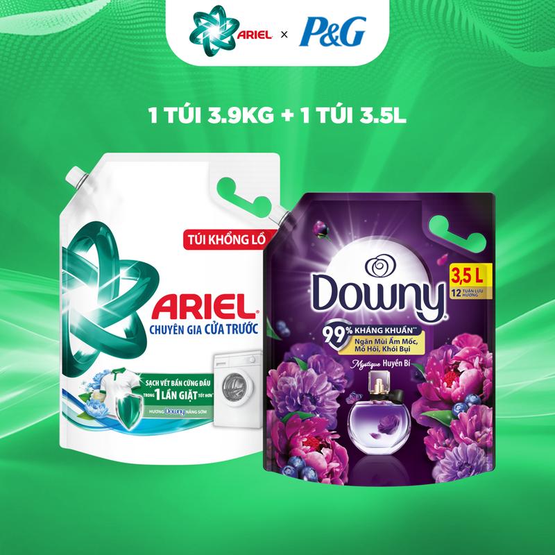 Combo Nước Giặt Ariel Cửa Trên & Cửa trước các loại hương nước hoa 3.7kg - 4.1kg & Nước xả vải Downy 3.5L Các Loại Hương