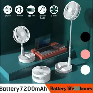 COD⭐Kipas penyimpanan lipat  kipas listrik senyap portabel  pengisian daya USB  tiga kecepatan yang dapat disesuaikan  kipas angin berdiri fan ZHY