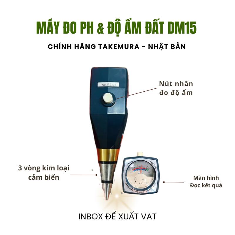 Máy Đo PH Đất & Độ Ẩm Đất DM15 Nhật Bản Takemura - Tặng Túi Đựng Máy & Bảo Hành 18 Tháng - Kích Thước Nhỏ Gọn, Không Cần Điện