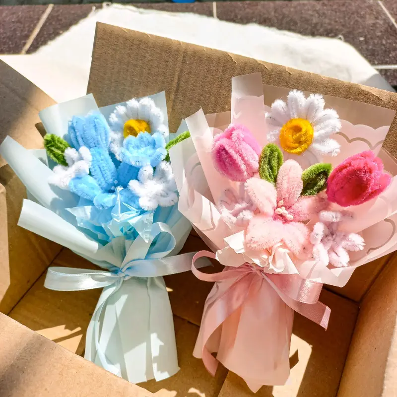 Buket mini cantik kawat bulu murah meriah 1