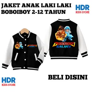 HDR Kids Store Jaket Varsity Anak Laki-laki 2-12 Tahun Terbaru Desain Keren Boboiboy Galaxy untuk Usia 2-12 Tahun
