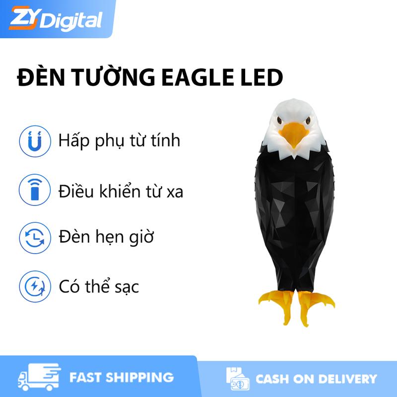Đèn tường Đại bàng, ZYDigital, Đèn LED, Đèn tường Đại bàng từ tính, Đèn ngủ Đại bàng Mỹ với điều khiển từ xa, Đèn tường Đại bàng từ tính, Thích hợp cho phòng ngủ, phòng Khách và hành lang, chạy bằng pin và có thể sạc lại, Thiết kế Đại bàng 3DBald