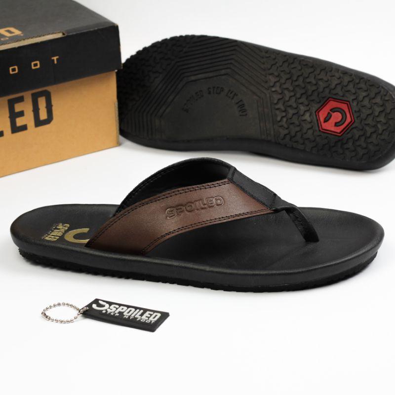 Sandal Jepit Kulit Sendal Pria Cowok Laki -Laki Casual Kasual Kulit Dewasa Kekinian Shallow Kekinian Jepit Capit Cepit Japit Ori Original Cowo Murah 4