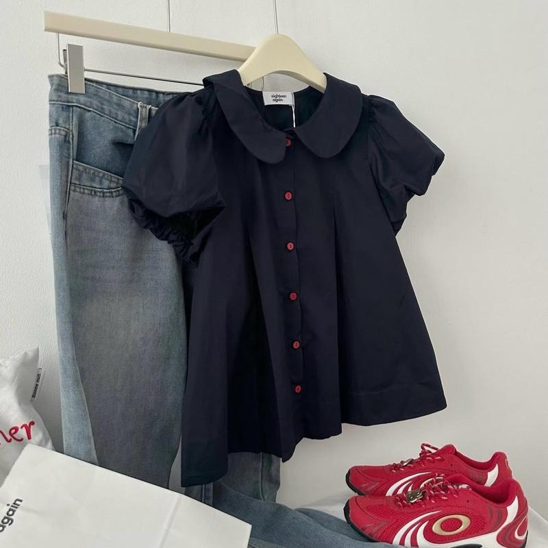 Áo babydoll khuy màu Nave Top ୨୧ by Vintagevibes.