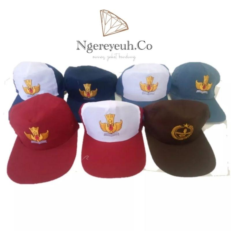 Topi SD SMP SMA SMK Topi Sekolah Seragam Sekolah Logo Bordir [ Minimal 10 Pcs ] Harga Murah Bisa Cod 0