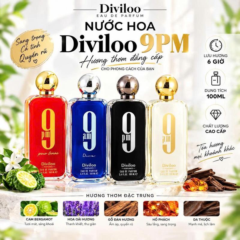 Nước Hoa Cao Cấp 9PM Diviloo 100ml Hương thơm quyến rũ