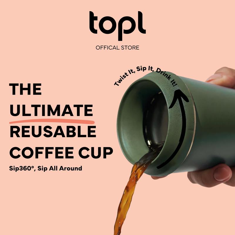 topl Sip360° STROLL Coffee Cup from the UK in OLIVE - Stainless Steel ...