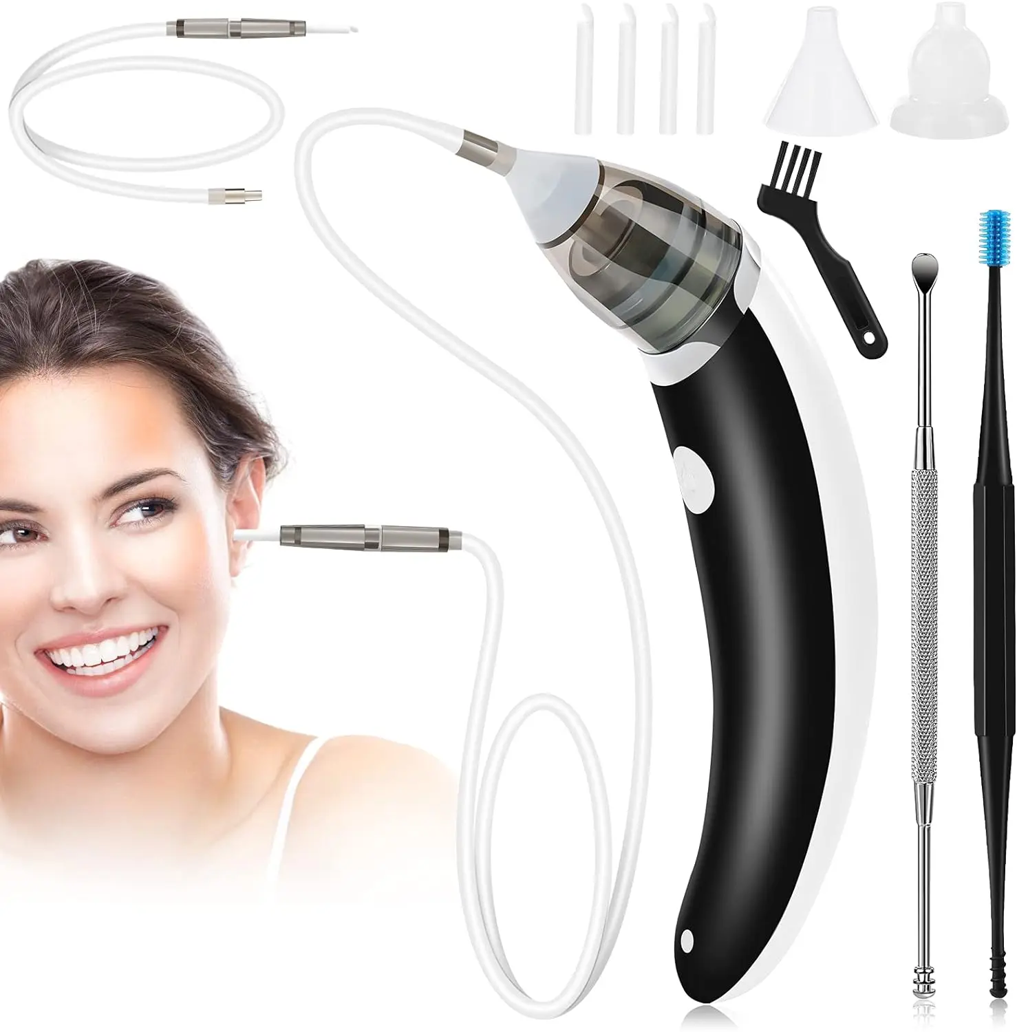Ear Wax Vacuum Removal, Electric Ear Cleaner Earwax Removal Kit, Ear Wax Remover Sucker with 5 Level Strong Suction - Ear Cleaning Kit for Kids Adults Pets