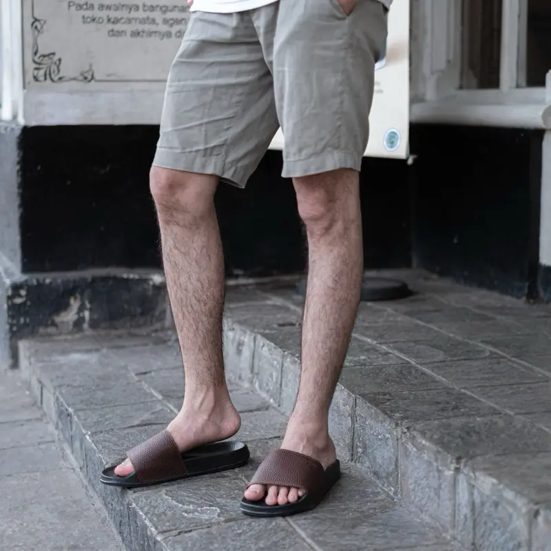 Sandal Pria Kulit Sapi Slop Casual Termurah - Sendal, Warna Pull Up Tua, Ukuran 39-44 6
