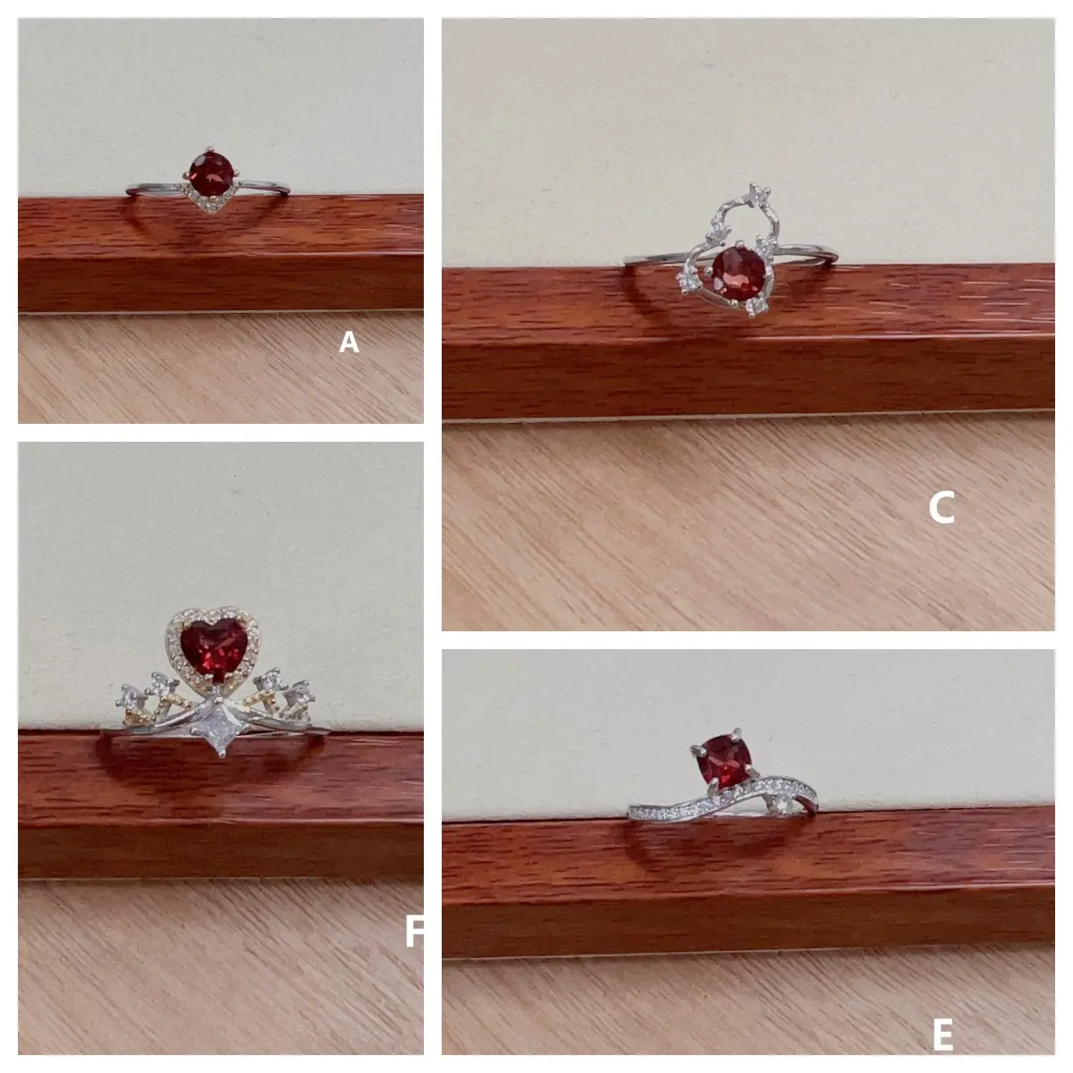 20230314 Baceda  Halo shape Heart shape oval shape round shape Garnet Ring