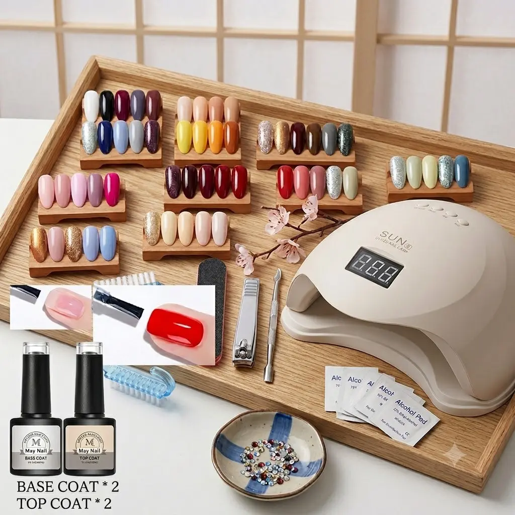 Paket Nail Art Best Seller SUN5 UV LED 48W & 58 Warna Kutek Gel UV  Base Coat Top Coat , Tahan Lama dan Mengkilap