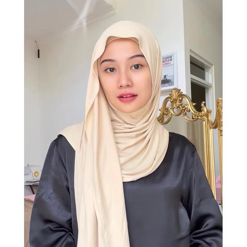 RAJA BERGO-PASHMINA KAOS/PASHMINA KAOS RAYON SUPER/PHASMINA OMAN(TURKEY SHAWL) Kerudung Muslim Panjang Jilbab Hitam Basic 5