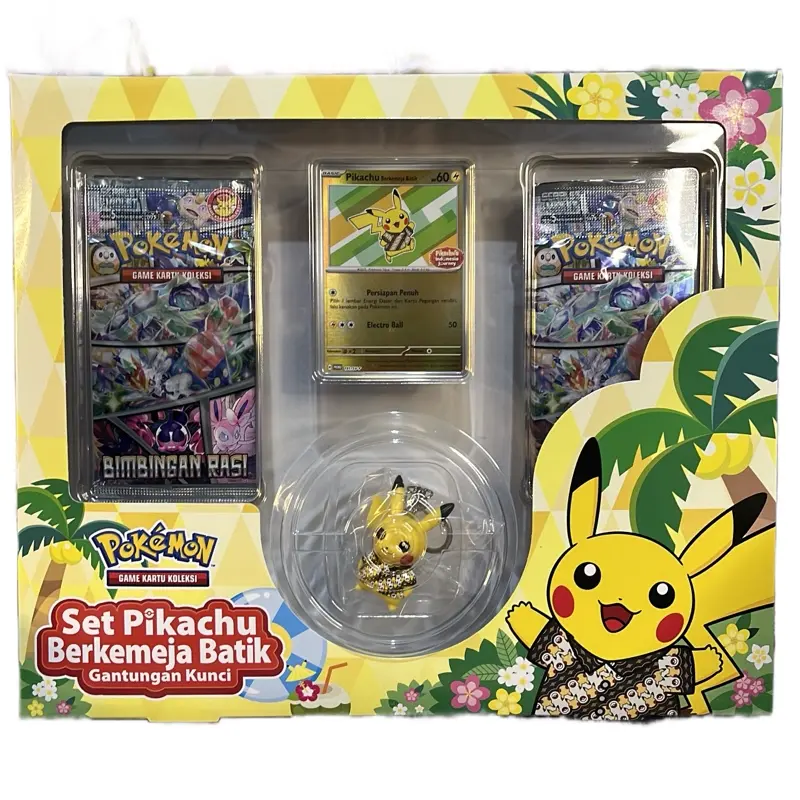 Set Booster Kartu Pokémon Pikachu Berkemeja Batik + Gantung Kunci 0