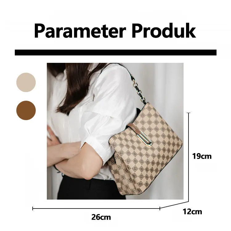 COD | XYM 【Koleksi Tas Kotak-Kotak 2025】Coklat & Khaki, 4 Model Tas (Selempang, Handheld, & Selempang Panjang)! Kapasitas Besar untuk Wanita Karir & Elegan Cewek keiko shoulder bag 7