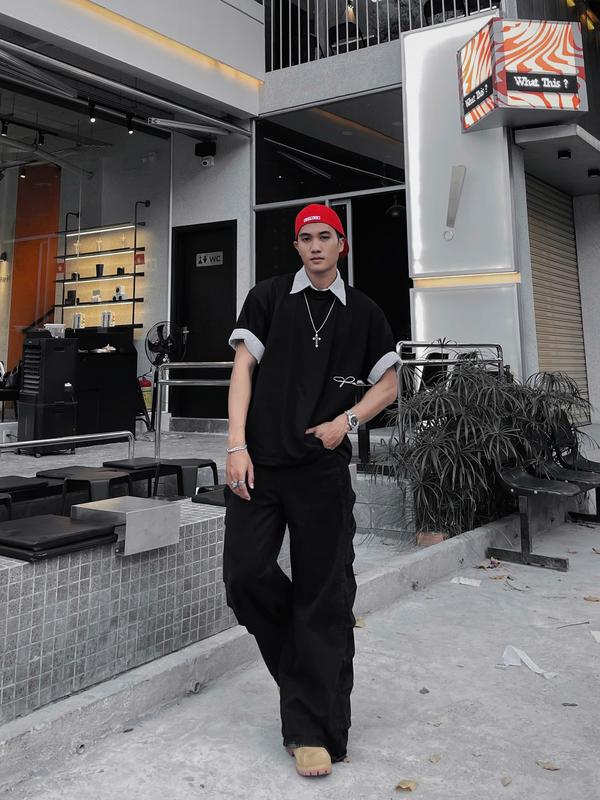 Áo phông big boxy 280gsm thêu tee oversize local brand form rộng bigsize ngắn tay lỡ cotton 2 chiều cặp đôi nam nữ hack dáng pandaxvn polime Menswear Cổ Tròn 3
