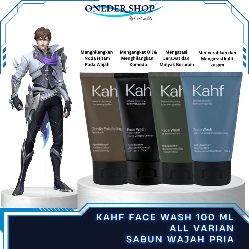 Kahf Face Wash All Varian 100ml - Kahf Facial Wash - Sabun Muka Pria - Sabun Cuci Muka Pria - Perawatan Wajah Pria Non Alkohol coffee exfoliating membersihkan  mencerahkan Scrub Hitam Komedo Laki Moisturizer Kotoran Kusam sabun  mukapria 2