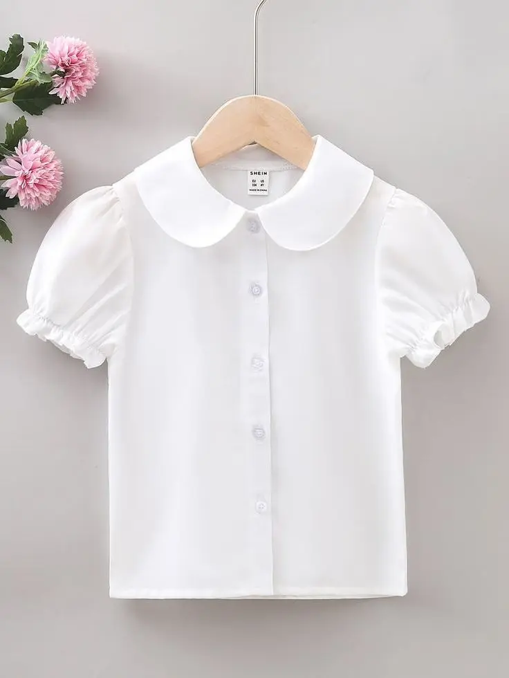 Blouse Anak Perempuan Usia 2-12 Tahun Kemeja Atasan Anak Perempuan Baju Pakaian anak Perempuan Tanggung Baju Putih Anak Perempuan