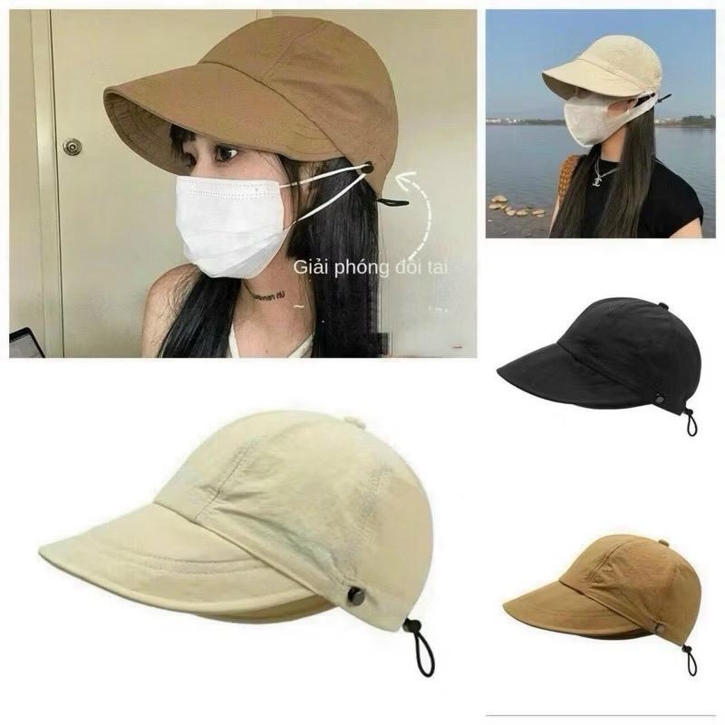 Mũ Bucket Hở Chóp Chống Nắng Tia UFP50+ Có Nút Đeo Khẩu Trang Thời Trang