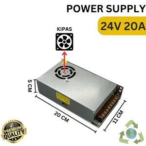 Switching Power Supply PSU 24V 20A High Quality, 24 Volt 20 Ampere Cooling Fan Jaring Adaptor SMPS