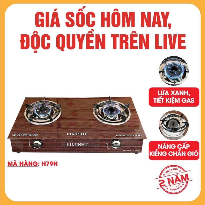 Bếp gas Mâm chia lửa LỚN FUJISHI FJ-H79N - CÓ KIỀNG CHẮN GIÓ - KÍNH CƯỜNG LỰC - Lửa xanh tiết kiệm gas - Bảo hành chính hãng 02 Năm