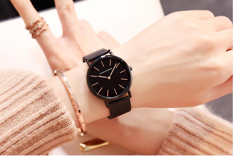 Product Introduction of HANNAH MARTIN Women's Waterproof Watch Light Luxury Minority Minimalist Steel Mesh Strap Slim Watch CV36W 41