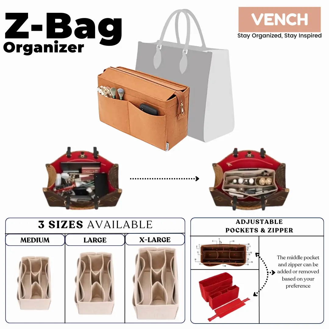 Z-Bag Multipurpose Dual in Bag Organizer Inner Bag Daleman Tas + Zipper / Insert Bag / Inner Bag / Daleman Tas Serbaguna - Black, Medium