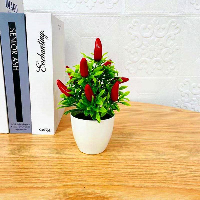 Đạo Cụ Chụp Ảnh Phryn, Đồ Trang Trí Sàn Cửa Sổ, Cây Nhân Tạo Trong Chậu Cây, Bonsai, Quả Mọng Cam Và Ớt, Đồ Trang Trí Nhà Cửa 7