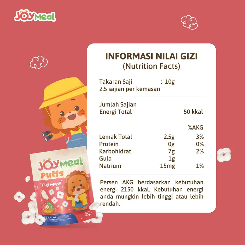 JoyMeal Puffs 25 gr | Cemilan Anak Snack Sehat Berenergi Rasa Khas Jepang Tokyo Cheese & Fuji Apple 4