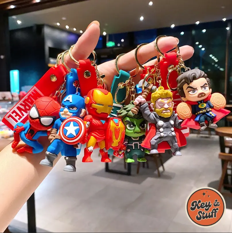 Gantungan Kunci Desain Kartun Lucu Superhero Marvel Untuk Tas Sekolah / Gantungan Kunci Mobil Motor KeyChain Liontin Tas / Gantungan Kunci Karakter Lucu