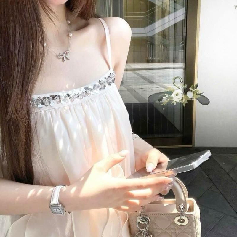 Sét Hai Dây Áo Voan Tơ 2 Lớp Kèm Quần Dài Chất Lụa Latin Siêu Sang Freesize 40-60kg Thiết Kế Váy Ngủ Dài Tay Bồng Nhẹ Phối Ren Sang Trọng