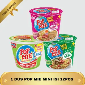 (1 DUS isi 12 CUP) POP MIE MINI 38GR Rasa Soto Baso Ayam Bawang Kemasan Mini Cup 38gr