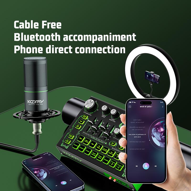 koorfly-KF01 sound card ZX320 mic set Audio Bluetooth External Peralatan Bernyanyi atau siaran langsung dengan headphones dan microphone 7