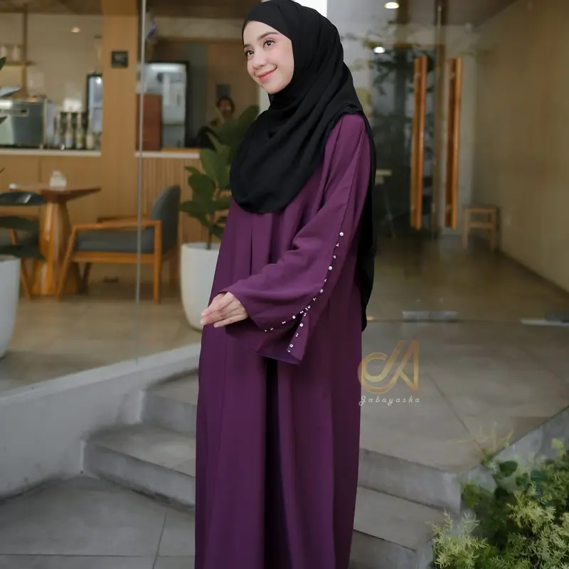 Jabayaska - Mazaya Abaya Forzaleta Gamis Lebaran Dress Hitam Muslim Simple Basic Arab Tangan Mewah Casual Wanita Lembut Dewasa Syari Kaftan Putih Umroh Remaja Turki 7