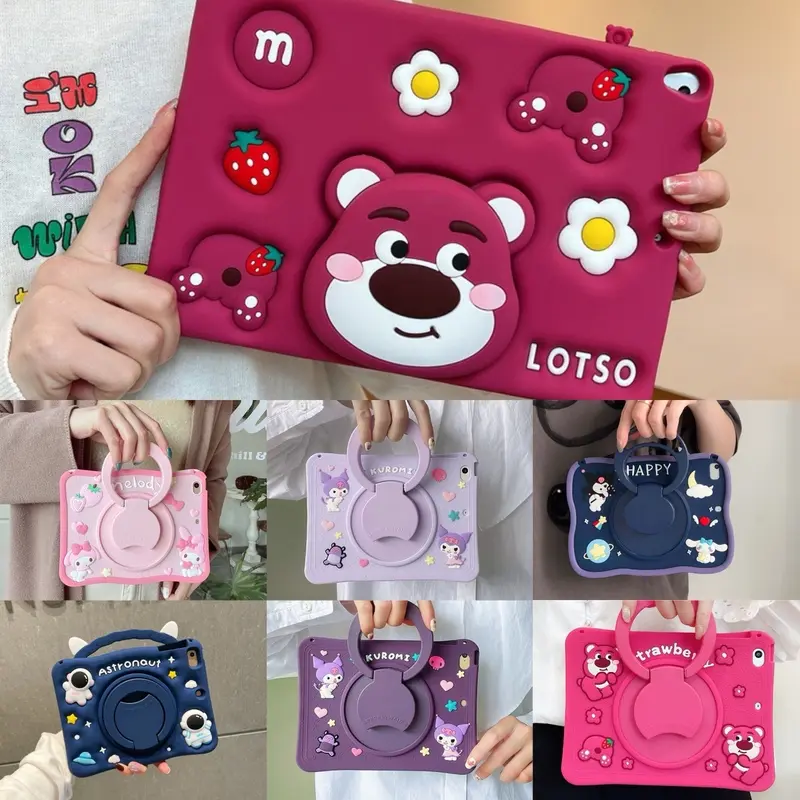 BONUS PEN STYLUS!! Case Lucu iPad Gen 10 10.9" iPad 7 8 9 10.2" iPad 5 6 Air 1 Air 2 Pro 9.7inch iPad Air3 Pro 10.5" iPad Mini 1 2 3 4 5 6 iPad Pro Air 4 Air 5 iPad Pro 11inch Silikon Stand Ring 360 Melody Lotso Kuromi Cinnamorol Astronout Plastik 1