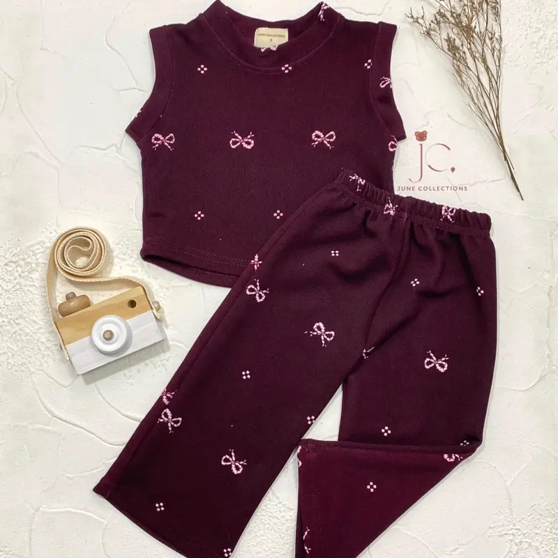 JUNECOLLECTIONS BAJU LEBARAN ANAK SETELAN KNIT ANAK BAJU KNIT ANAK PEREMPUAN STELAN ANAK PEREMPUAN BAJU OOTD LABUBU DAN PITA PREMIUM #201-202
