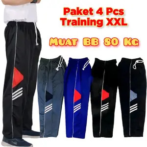 Paket Murah Isi 4 Pcs Celana Panjang Jumbo Ukuran XXL Training Panjang Lotto Premium Tebal Sport
