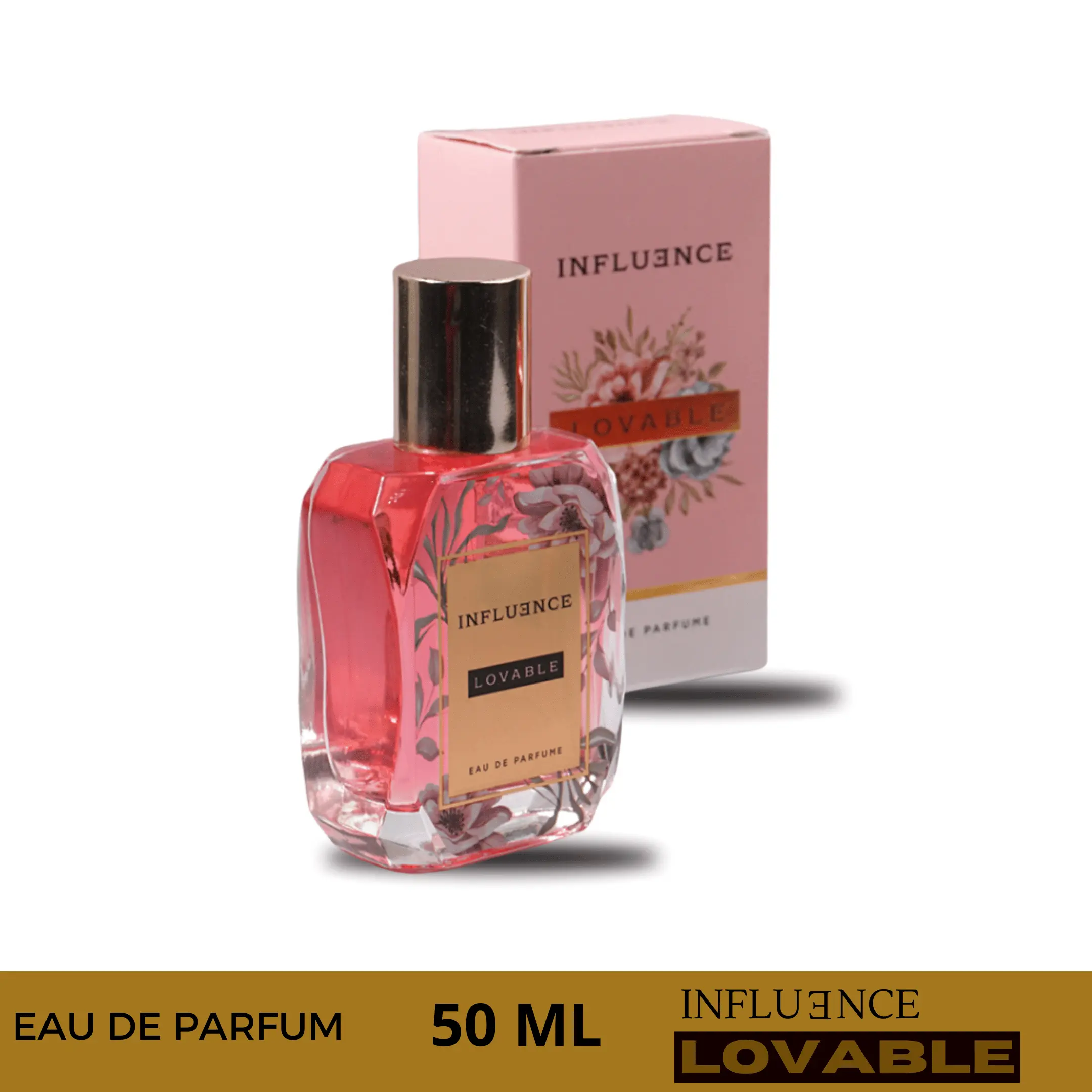 Parfum Influence Lovable Edp Wangi 50 ml  Couple  Durence & Lovable EDP Laki-laki Perempuan Uniseks Red Perfume Vanila Wanita Elegant