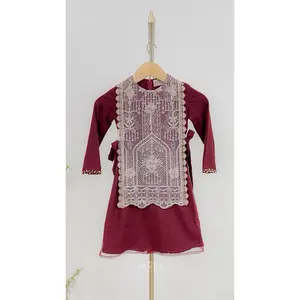 Ready Stock - Saleema Dress Kids Maroon by annurlabel.butik